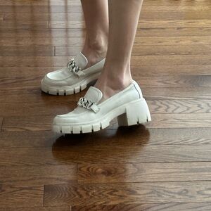 Madden Girl Cream Chain Detail Loafers